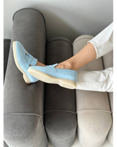 Женские лоферы из натуральной замши Your Step в голубом цвете Арт. 156-6